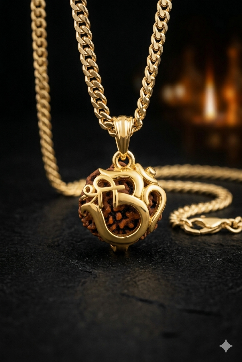 Om Rudraksha Pendant With Chain
